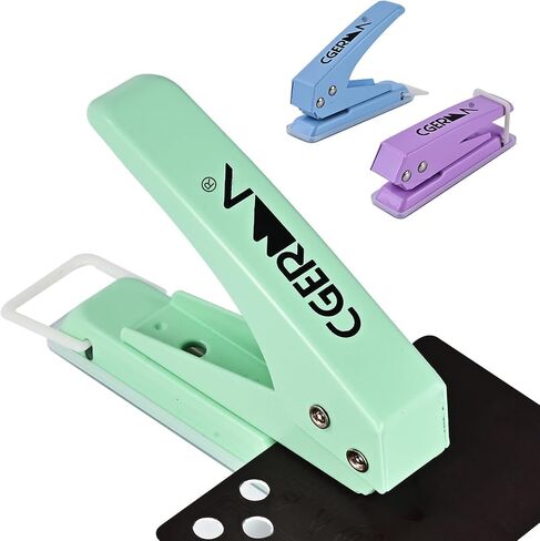 Single Hole Puncher, 1/4" Hole, 50% Labor Savings, Heavy Duty Metal Punch, 15 Sheet Capacity, for ID Cards, Chipboard, Art Project, Crafts Easy Punching, Purple in Saudi Arabia