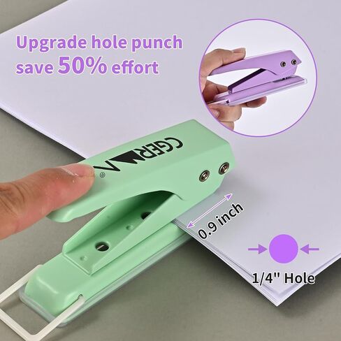 Single Hole Puncher, 1/4" Hole, 50% Labor Savings, Heavy Duty Metal Punch, 15 Sheet Capacity, for ID Cards, Chipboard, Art Project, Crafts Easy Punching, Purple in Saudi Arabia