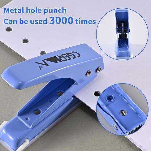 Single Hole Puncher, 1/4" Hole, 50% Labor Savings, Heavy Duty Metal Punch, 15 Sheet Capacity, for ID Cards, Chipboard, Art Project, Crafts Easy Punching, Purple in Saudi Arabia