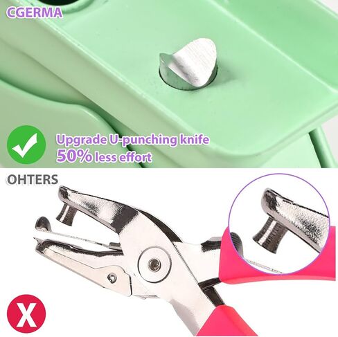 Single Hole Puncher, 1/4" Hole, 50% Labor Savings, Heavy Duty Metal Punch, 15 Sheet Capacity, for ID Cards, Chipboard, Art Project, Crafts Easy Punching, Purple in Saudi Arabia