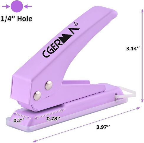 Single Hole Puncher, 1/4" Hole, 50% Labor Savings, Heavy Duty Metal Punch, 15 Sheet Capacity, for ID Cards, Chipboard, Art Project, Crafts Easy Punching, Purple in Saudi Arabia