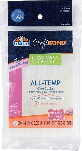 عصي لاصقة صغيرة من Elmers/X-Acto Elmer's CraftBond(R) All Temp Less Mess Mini Stick. 68.58 × 10.16 سم 24/العبوة، أخرى، متعددة الألوان، 3.9 × 9.62 × 13.43 سم in Kuwait