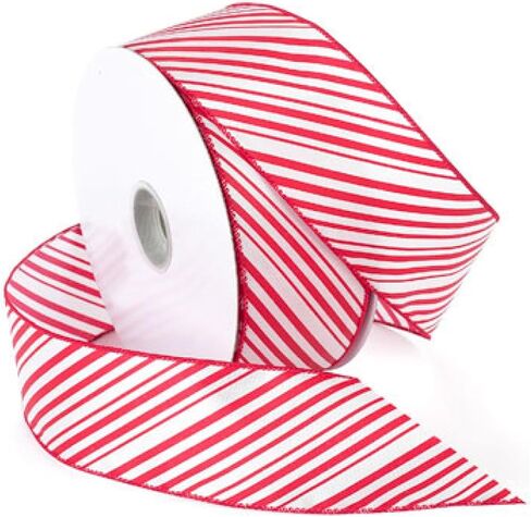 Morex Ribbon Peppermint Stripe Wired Ribbon, 1-1/2-Inch by 50-Yard Spool, Red/White in Saudi Arabia