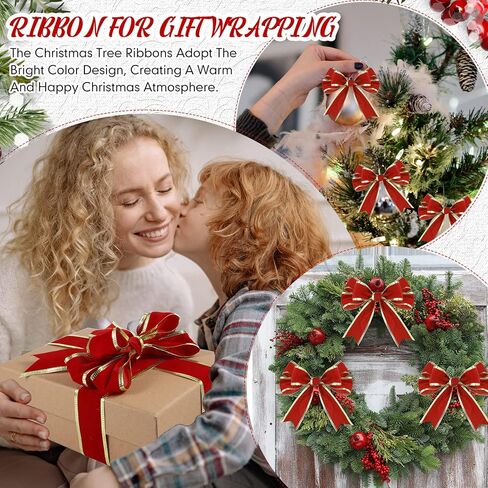 شريط مخملي سلكي للكريسماس بطول 50 ياردة مع حافة ذهبية وشريط احمر مخملي مقاوم للماء لتغليف الهدايا والحرف اليدوية وعطلة الكريسماس وزينة الزفاف in Kuwait