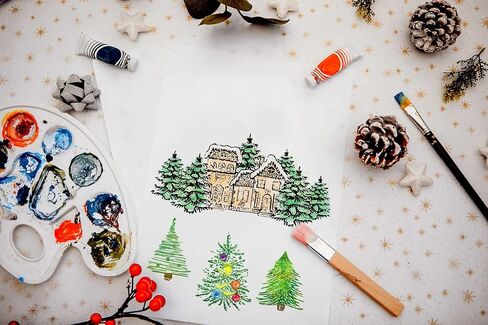 Christmas Tree Stamps and Dies for Card Making, Winter Pine Trees Words Cutting Die and Clear Stamps for Bullet Journal DIY Scrapbook Decoration Handmade Crafts Notebook in Kuwait