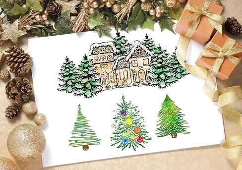 Christmas Tree Stamps and Dies for Card Making, Winter Pine Trees Words Cutting Die and Clear Stamps for Bullet Journal DIY Scrapbook Decoration Handmade Crafts Notebook in Kuwait