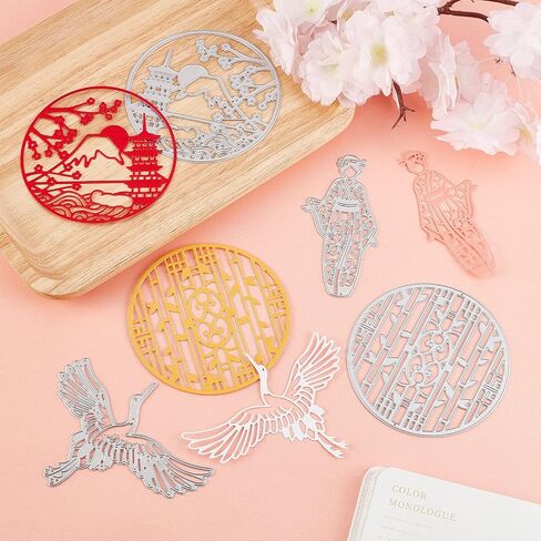 ORIGACH 4 قطع شرقية يابانية الجيشا الصينية البيضاء كرين قطع الشاشة يموت النقش الإستنسل قالب القالب DIY سكرابوكينغ بطاقة صنع in Saudi Arabia