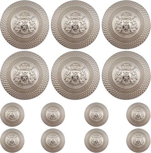 اف اند جي مجموعة ازرار بليزر معدنية فضية لامعة عالية الجودة من 14 قطعة مقاس 15 ملم 23 ملم للبليزر والبدلات والمعاطف الرياضية والزي الرسمي والجاكيتات in Kuwait