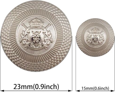 اف اند جي مجموعة ازرار بليزر معدنية فضية لامعة عالية الجودة من 14 قطعة مقاس 15 ملم 23 ملم للبليزر والبدلات والمعاطف الرياضية والزي الرسمي والجاكيتات in Kuwait