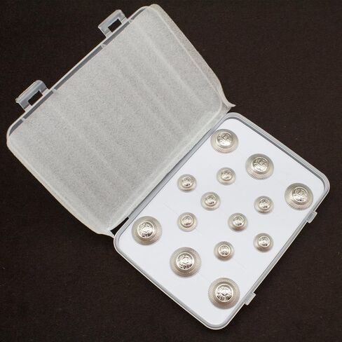 اف اند جي مجموعة ازرار بليزر معدنية فضية لامعة عالية الجودة من 14 قطعة مقاس 15 ملم 23 ملم للبليزر والبدلات والمعاطف الرياضية والزي الرسمي والجاكيتات in Kuwait