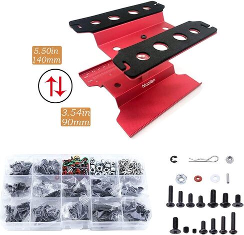 Aluminum RC Car Repair Work Stand Repair Tool Set 360 Degree Rotation and 610PCS RC Screws Kit for 1/8 1/10 1/12 1/16 1/18 RC Car Truck Scale Crawler (RC Work Stand+ RC Screws Kit) in Saudi Arabia