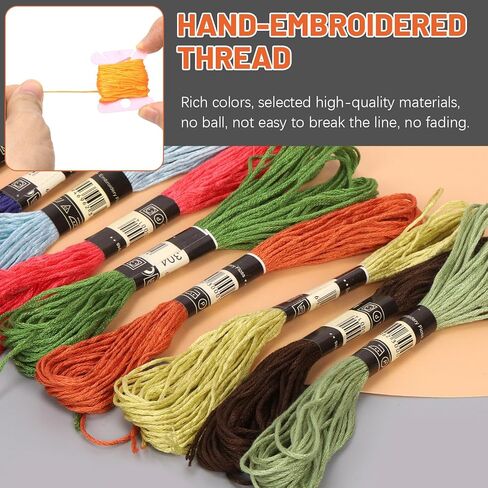 Tanstic 157Pcs Embroidery Floss Organizer Kit, Include 50 Color Embroidery Floss, Floss Bobbins, Bobbin Winder, Stickers, Needle Threader, Ruler, Scissor with 36 Compartments Jewelry Storage Box in Saudi Arabia