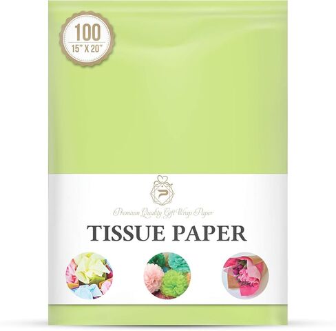 Pistachio Green Gift Wrapping Tissue Paper for Gift Packaging, Floral, Birthday, Christmas, Halloween, DIY Crafts and More 15" X 20" 100 Sheets in Kuwait