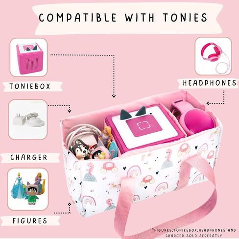 Fireheart Family Carrying Case Compatible with Toniebox | Nylon Carrying Case | Waterproof Storage for Tonies Box, Tonie Figures, Headphones | 11.5 in. x 5.5 in. x 5.5 in. | Easy for Travel in Saudi Arabia