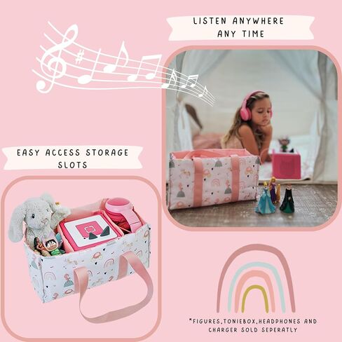Fireheart Family Carrying Case Compatible with Toniebox | Nylon Carrying Case | Waterproof Storage for Tonies Box, Tonie Figures, Headphones | 11.5 in. x 5.5 in. x 5.5 in. | Easy for Travel in Saudi Arabia