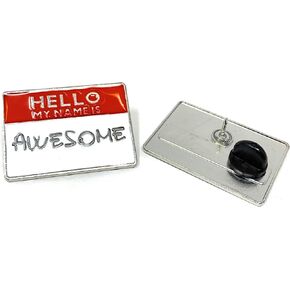 Bulk 20 Pack of Name Tag Lapel Morale Pins - Hello, My Name is Awesome in Kuwait
