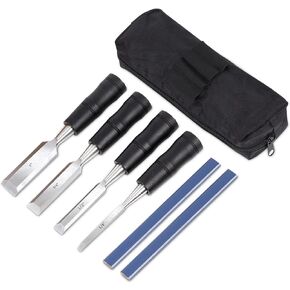 مجموعة من 4 قطع من خشب الأزاميل للأعمال الخشبية، أقلام نجار عدد 2، معبأة في كيس إزميل التخزين in Kuwait