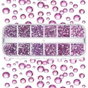 2050 Pcs Glass Flatback Rhinestones for Nails Art Crafts Clear Crystals Glitter Round Gems DIY Clothes Shoes (SS4~SS20 Set,Blue Flame)