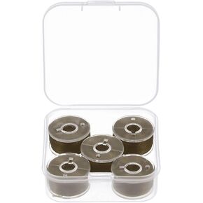 HARFINGTON Prewound Bobbin Thread Set of 5pcs with Storage Plastic Case for Embroidery and Sewing Machine, Blue Green