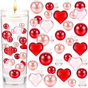 MTLEE 2106 Pieces Heart Vase Fillers Love Pearl for Vase Fillers Candles Centerpieces Vase Bead for Wedding Candle Party Table Home Festival Decor Valentine's Day (Elegant Style)