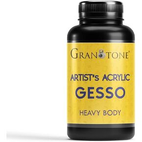 GRANOTONE Acrylic Gesso Water Base | Matte Finish | Interior/Exterior Use | Long Lasting For Acrylic Painting | Non-Toxic Universal Gesso Finish Primer, Black