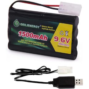 حزمة بطارية GEILIENERGY 9.6V NI-MH القابلة لإعادة الشحن مع موصل Tamiya القياسي لسيارة RC والروبوتات وOTC Genisys 239180 وماسح ضوئي EVO (عبوة واحدة) in Saudi Arabia