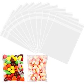 100 قطعة من أكياس السيلوفان - أكياس البسكويت، أكياس بلاستيكية صغيرة شفافة، أكياس حلوى OPP، أكياس السيلوفان ذاتية الغلق للبسكويت والحلويات والحلوى والشوكولاتة والهدايا والمجوهرات وتغليف هدايا الحفلات مقاس 4 × 6 بوصات in Kuwait