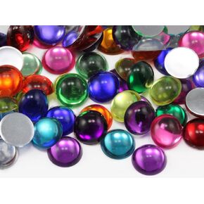 Allstarco KraftGenius 7mm Round Flat Back Acrylic Cabochons Assorted Colors Plastic Gems for Crafts Costume Embelishments Card Making Jewels Jewelry Making Supplies Cosplay Jewels 300 Pcs