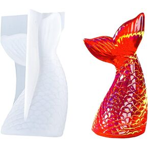 Zayookey Mermaid Tail Mold Crystal Epoxy Mold 3D Fish Tail Silicone Resin Mold Jewelry Mold Epoxy Resin Casting Mould Sea Theme Molds for Pendant Crafts Making