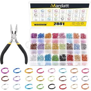 2881pcs 24 Colors 6mm Open Jump Rings Assortment Kit with Jewelry Pliers, Aluminum Jewelry Making Supplies Findings Kit for DIY Earrings Necklace Repair Jewelry Making Accessories