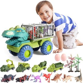 SLZQ 16 in 1 Tyrannosaurus Dinosaur Truck Toys for Kids, Monster Trucks Toys for Kids, Dino Truck Transport Cars Playset, Dinosaurs Toys for Kids 3 4 5 6 7+ Year Old in Kuwait
