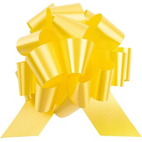 Gift Tek 5.5 بوصة أقواس سحب شريطية، 10 أقواس سحب من الساتان - 20 حلقة، أقواس زهور بلاستيكية صفراء فورية للهدايا، أقواس كبيرة وفورية، لسلال هدايا الزفاف، والأغطية - أدوات المطاعم in Kuwait