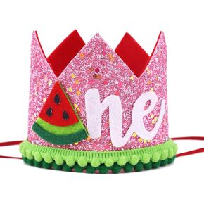 SYESQL Watermelon First Birthday Hat - One in a Melon First Birthday Crown, Baby 1st Birthday Crown, Watermelon Birthday