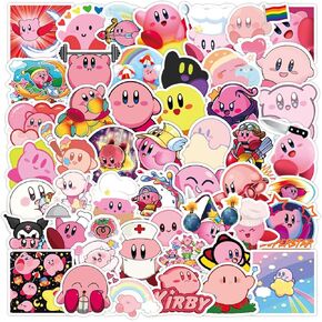 Asverbet 50PCS حزمة ملصقات Kirby، ملصقات الألعاب الكرتون لطيف لزجاجات المياه الكمبيوتر المحمول سجل القصاصات الأمتعة للماء الفينيل الشارات ملصقات Kirby Merch للأطفال المراهقين البالغين in Kuwait