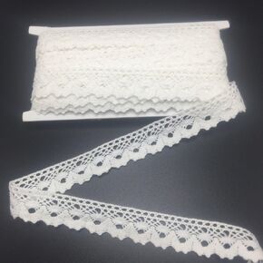 ELLAMAMA القطن الدانتيل تقليم DIY الحرف اليدوية رقيقة الشريط الإسكلوب حافة 3/4 بوصة عرض 10 ياردة ل شريط التفاف الهدايا، أبيض داكن in Kuwait