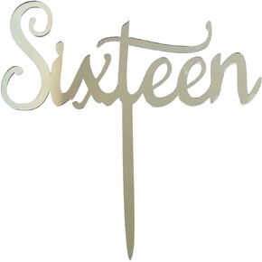 غلاف كعكة Sixteen، Sweet Sixteen، عيد الميلاد السادس عشر، لوازم تزيين حفلات الذكرى السنوية السادسة عشرة من الأكريليك (A - وردي ذهبي وردي)