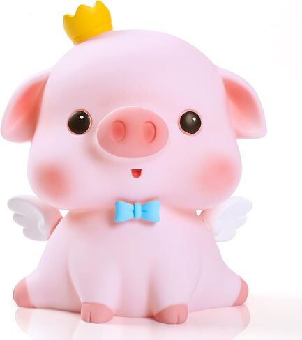 H&W Lovely Pink Piggy Bank for Baby, Very Cute Coin Bank, Shatterproof Money Bank for Kids --- Crown Stare Piggy, Great Coin Bank Gift for Boy, Girl in Kuwait