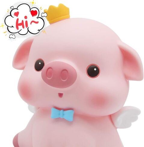 H&W Lovely Pink Piggy Bank for Baby, Very Cute Coin Bank, Shatterproof Money Bank for Kids --- Crown Stare Piggy, Great Coin Bank Gift for Boy, Girl in Kuwait