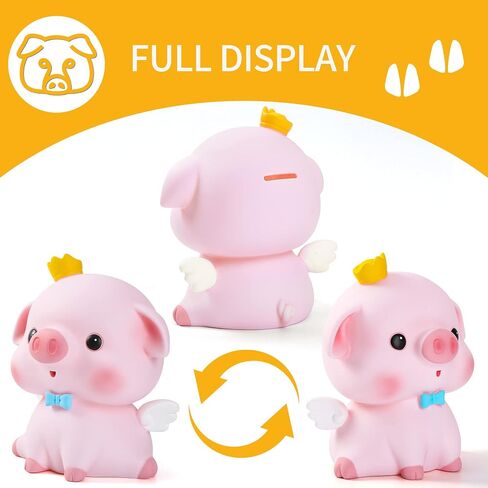 H&W Lovely Pink Piggy Bank for Baby, Very Cute Coin Bank, Shatterproof Money Bank for Kids --- Crown Stare Piggy, Great Coin Bank Gift for Boy, Girl in Kuwait