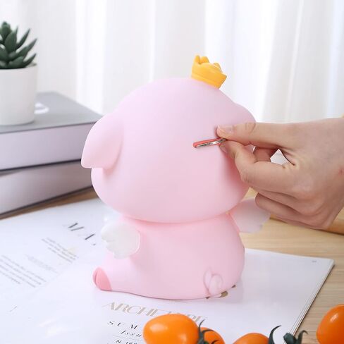 H&W Lovely Pink Piggy Bank for Baby, Very Cute Coin Bank, Shatterproof Money Bank for Kids --- Crown Stare Piggy, Great Coin Bank Gift for Boy, Girl in Kuwait