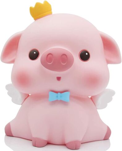 H&W Lovely Pink Piggy Bank for Baby, Very Cute Coin Bank, Shatterproof Money Bank for Kids --- Crown Stare Piggy, Great Coin Bank Gift for Boy, Girl in Kuwait