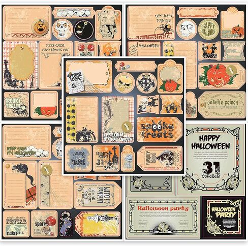 ملصقات هالوين بنمط قديم من ALOHA SUN - ملصقات عطلة كلاسيكية لهدايا الأطفال، الحرف اليدوية، التخطيط، سجل القصاصات والمجلات (10 قطع) in Kuwait