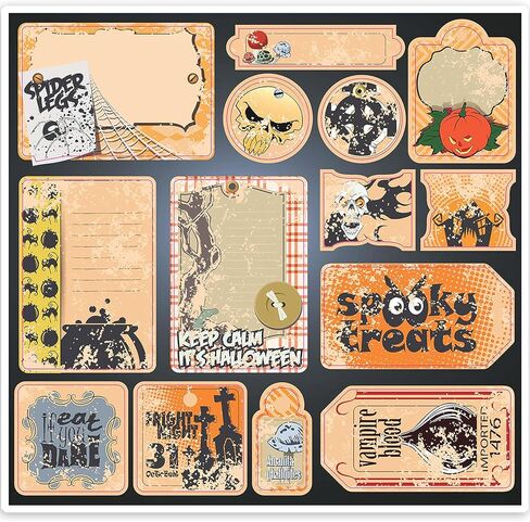 ملصقات هالوين بنمط قديم من ALOHA SUN - ملصقات عطلة كلاسيكية لهدايا الأطفال، الحرف اليدوية، التخطيط، سجل القصاصات والمجلات (10 قطع) in Kuwait