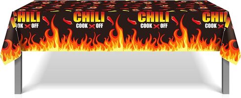 Bolsome 4Pcs Chili Cook-Off Party Plastic Tablecloths, Red Hot Chili Pepper Pattern Table Covers, Rectangular Chili Disposable Tablecloths for Chili Competition Picnic Home Indoor Outdoor Decoration in Saudi Arabia