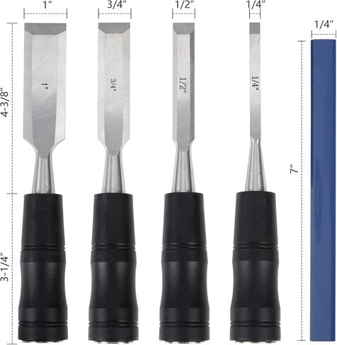 مجموعة من 4 قطع من خشب الأزاميل للأعمال الخشبية، أقلام نجار عدد 2، معبأة في كيس إزميل التخزين in Kuwait