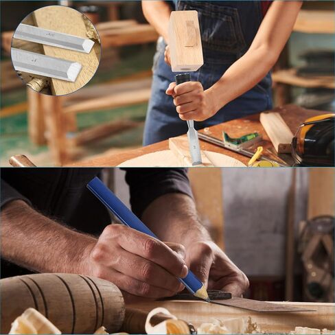 مجموعة من 4 قطع من خشب الأزاميل للأعمال الخشبية، أقلام نجار عدد 2، معبأة في كيس إزميل التخزين in Kuwait