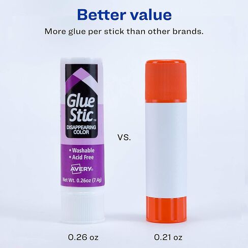 Avery Glue Stick Value Pack Disappearing Purple Color, Washable, Nontoxic, 0.26 oz. Permanent Glue Stic, 18pk (98079) in Kuwait