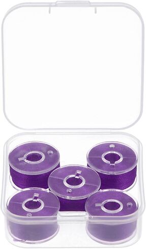 HARFINGTON Prewound Bobbin Thread Set of 5pcs with Storage Plastic Case for Embroidery and Sewing Machine, Blue Green in Kuwait