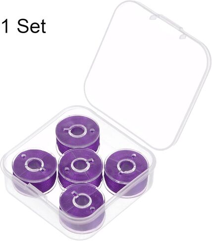 HARFINGTON Prewound Bobbin Thread Set of 5pcs with Storage Plastic Case for Embroidery and Sewing Machine, Blue Green in Kuwait
