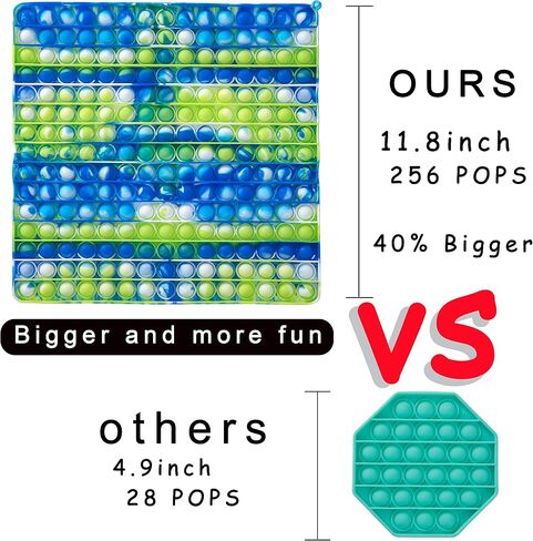 Neozio Super Jumbo Push Pop Fidget Toy, Big Rainbow 256 Bubbles Popular Stress Relieving Fidget Toy Game for Kids Adult 11.8Inch in Kuwait